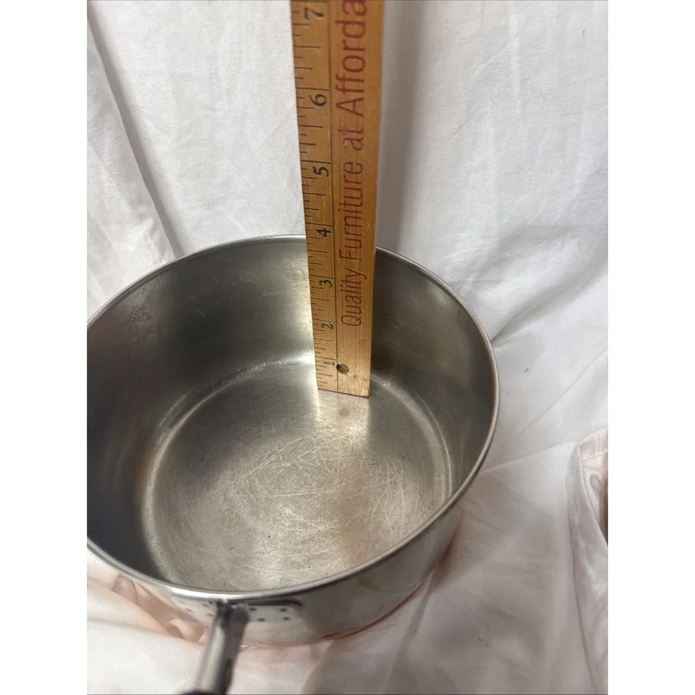 Vintage Revere Ware Sauce Pot Pan 2 Stainless Copper Clad 1 1/2 QT 1QT & Lids